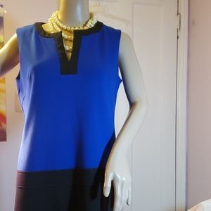 Pre-owned Tahari black -blue knit dress